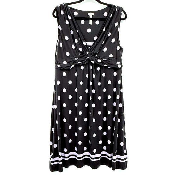 Soma Womens Dress XL Black Lavender Polka Dots Sleeveless Empire Waistline Flowy - Picture 1 of 6